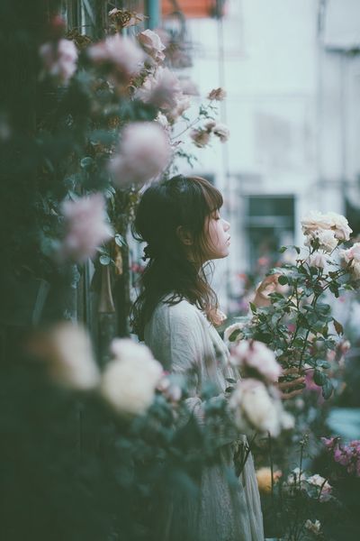Woman Among Roses Photography Poster.
