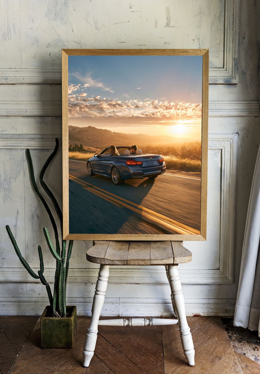 Sunset Convertible Drive Photography Poster. room preview