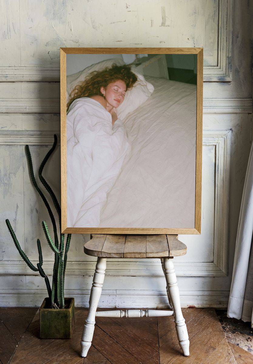 Sleeping Woman Bedroom Photography Poster. — room view 1