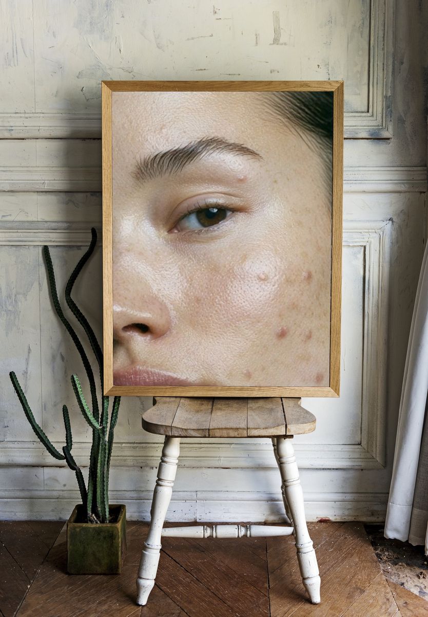 Freckled Face Portrait Print. room preview