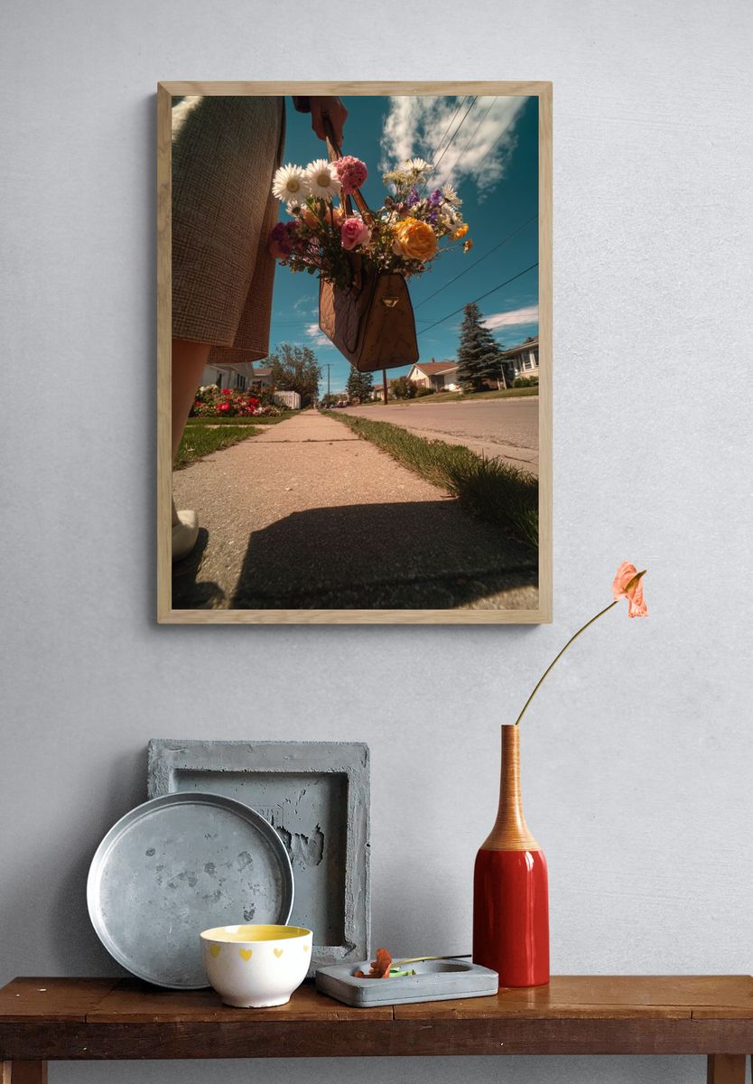 Flower Bouquet Street Photography Poster. — room view 3