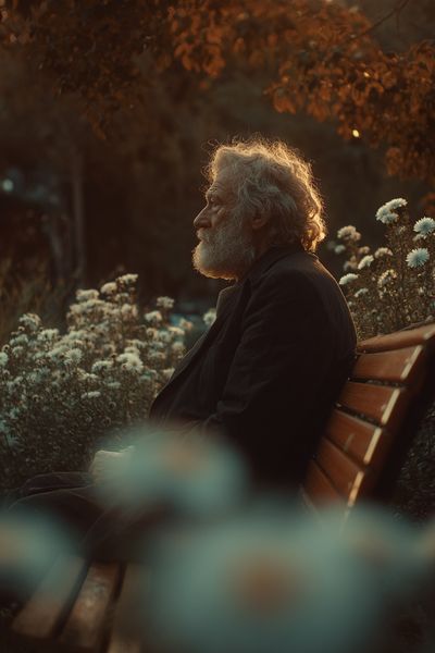 Elderly Man in Garden Portrait Poster.