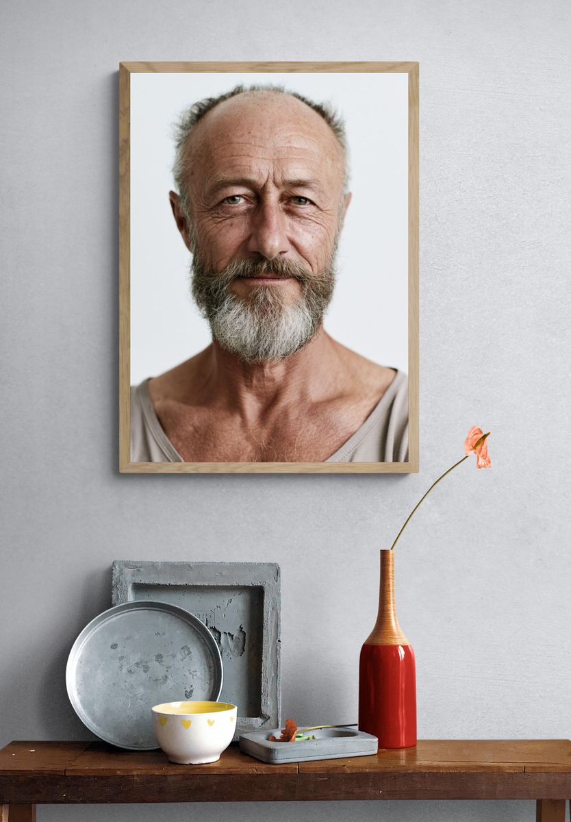 Bearded Man Portrait Photography Poster. — room view 3
