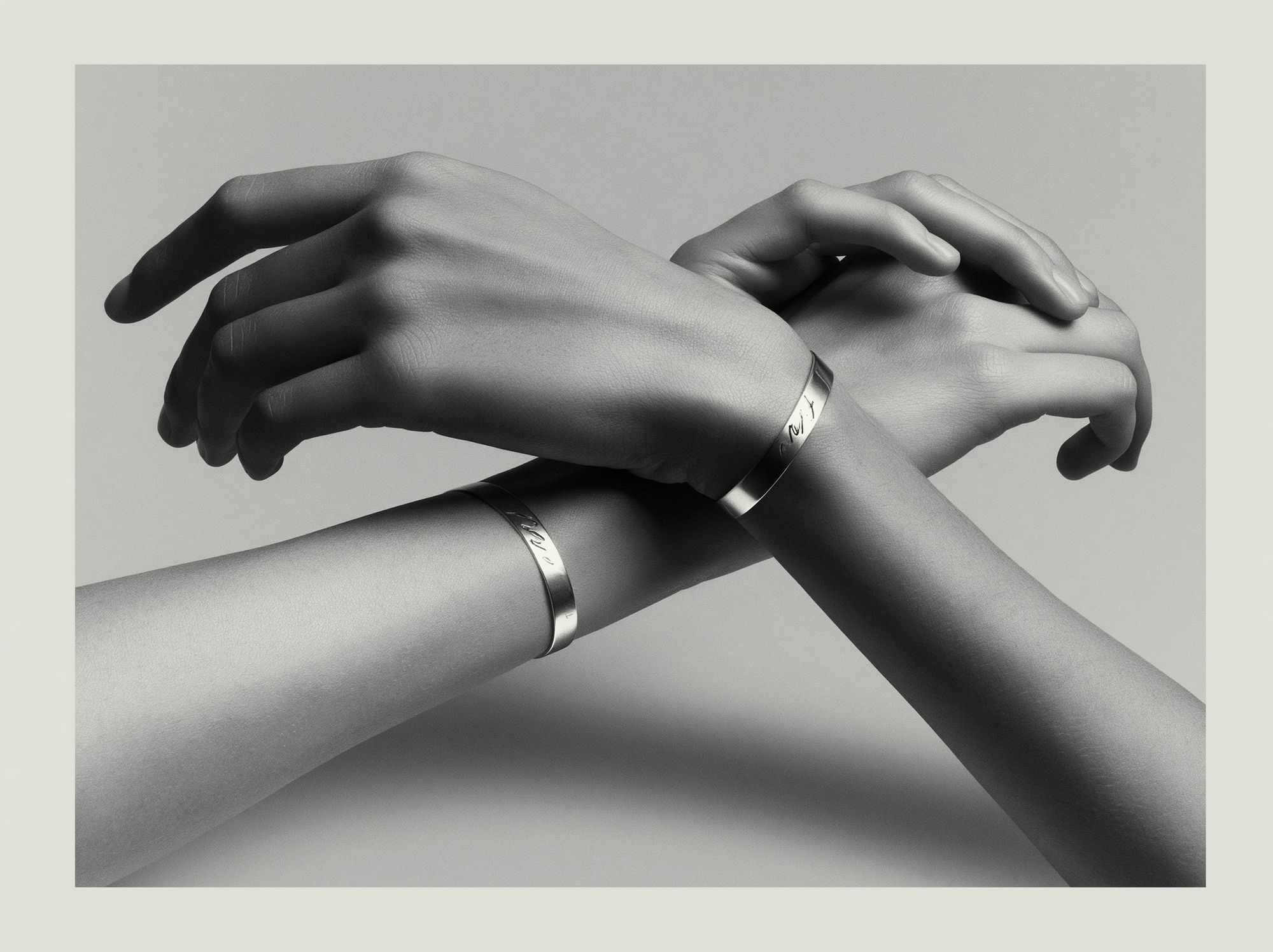 Intertwined Hands Black-White Poster. poster detail