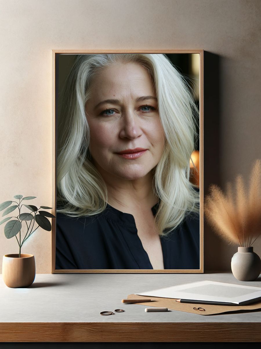 Elegant Silver-Haired Portrait Poster. — room view 2