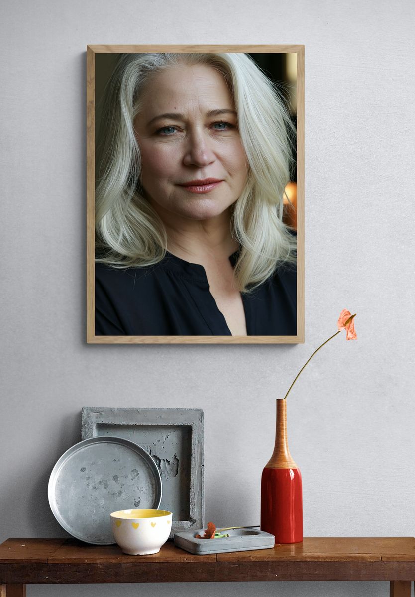 Elegant Silver-Haired Portrait Poster. — room view 3