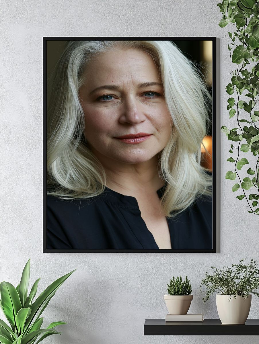 Elegant Silver-Haired Portrait Poster. — room view 4