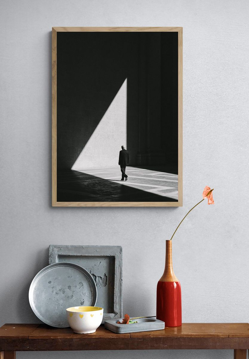 Solitary Figure in Light Photography Poster. — room view 3