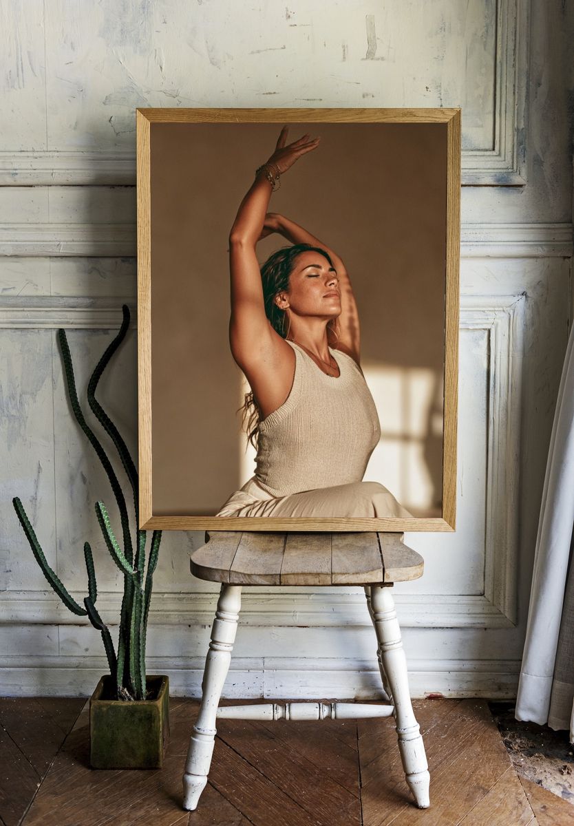 Sunlit Yoga Pose Photography Poster. room preview