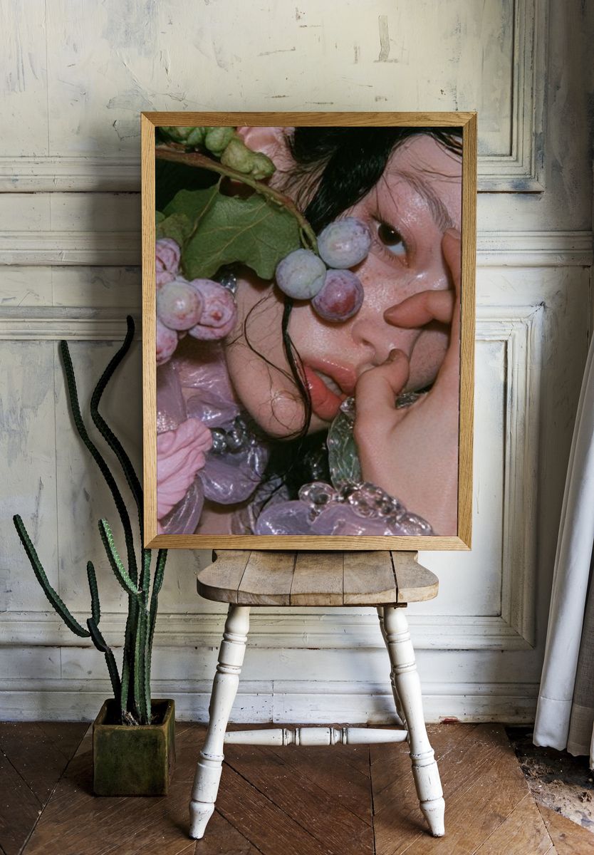 Grape Portrait Photography Poster. — room view 1