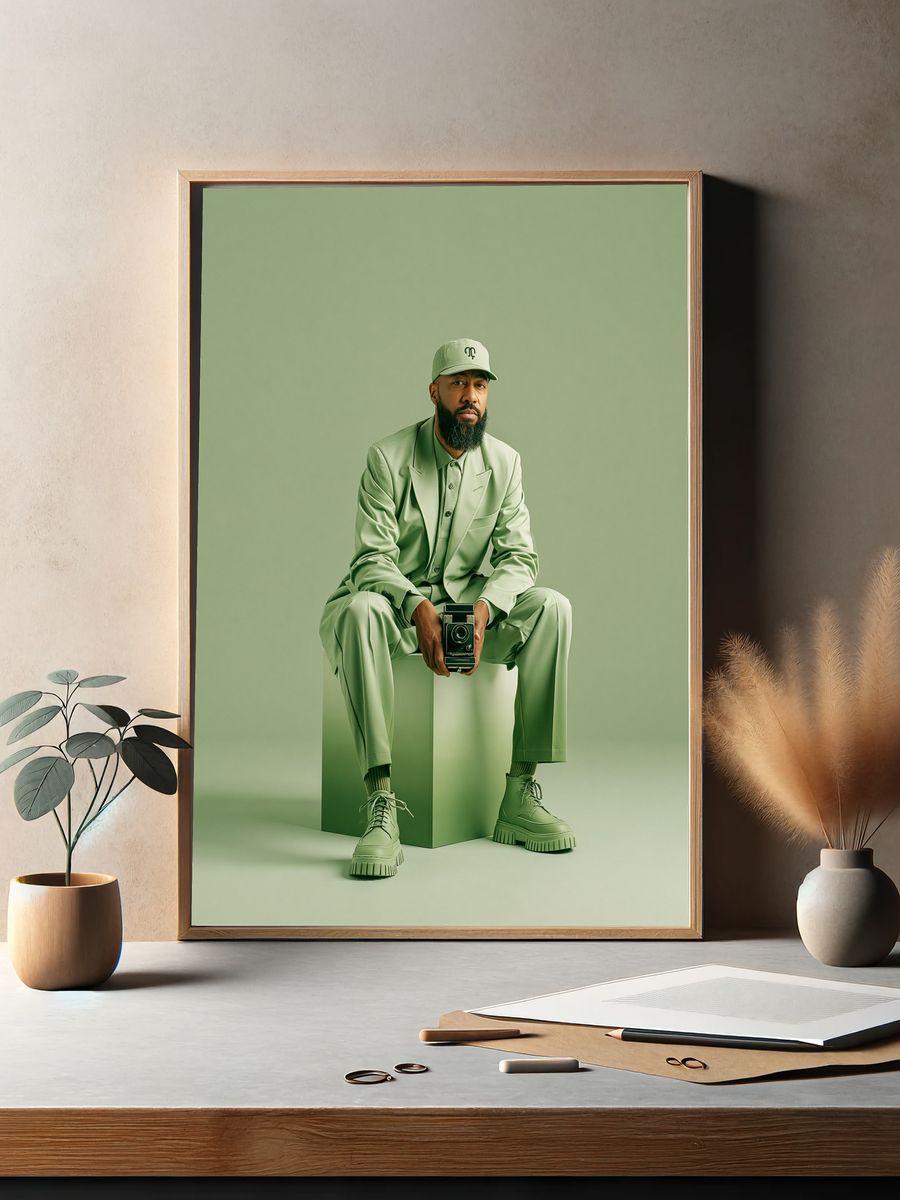Mint Green Portrait Photography Poster. — room view 2
