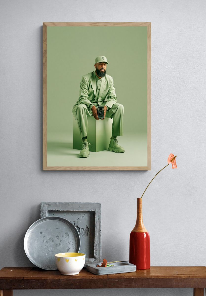 Mint Green Portrait Photography Poster. — room view 3