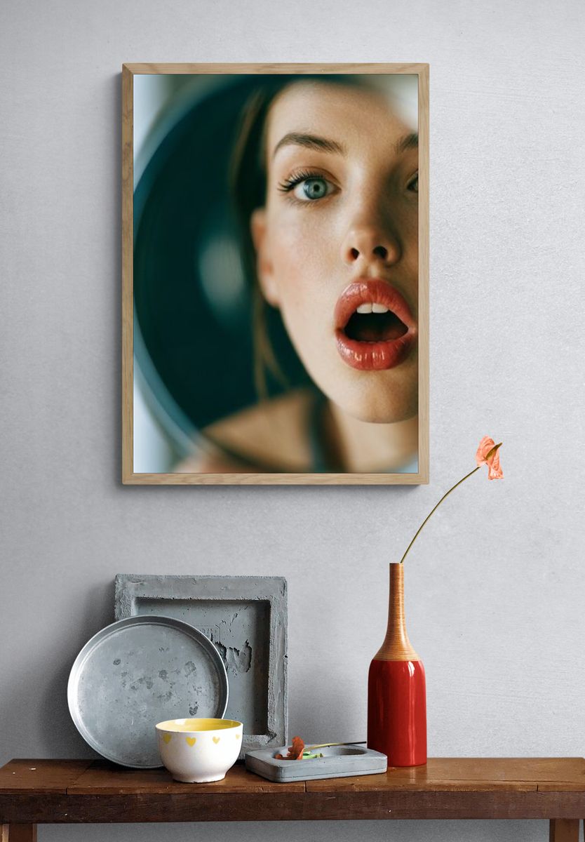 Surprised Woman Portrait Print. — room view 3