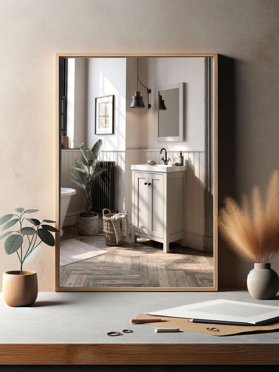 Serene Rustic Bathroom Interior Print. — room view 2