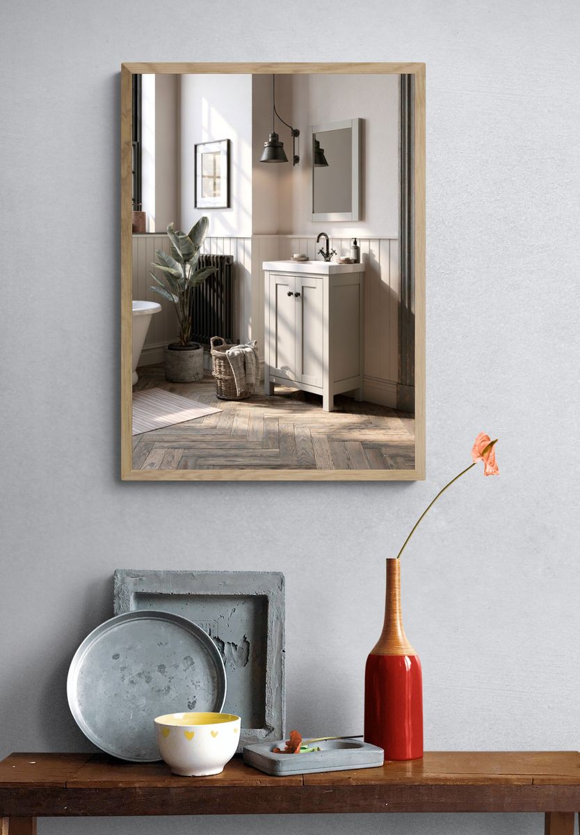 Serene Rustic Bathroom Interior Print. — room view 3