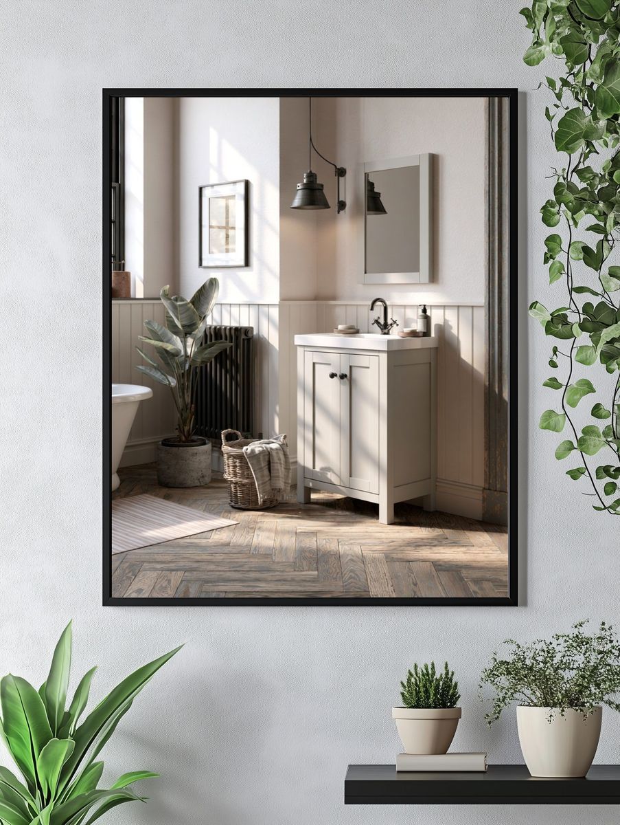Serene Rustic Bathroom Interior Print. — room view 4