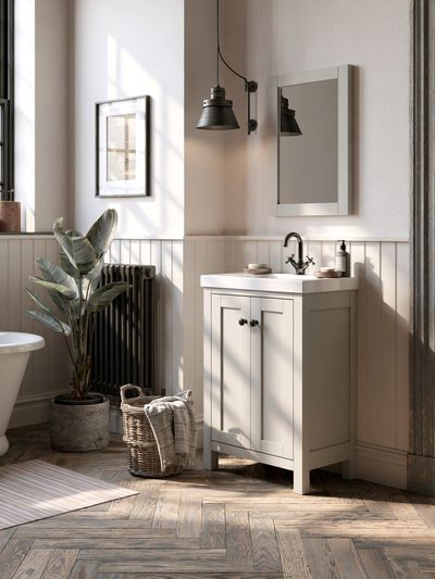 Serene Rustic Bathroom Interior Print. poster print