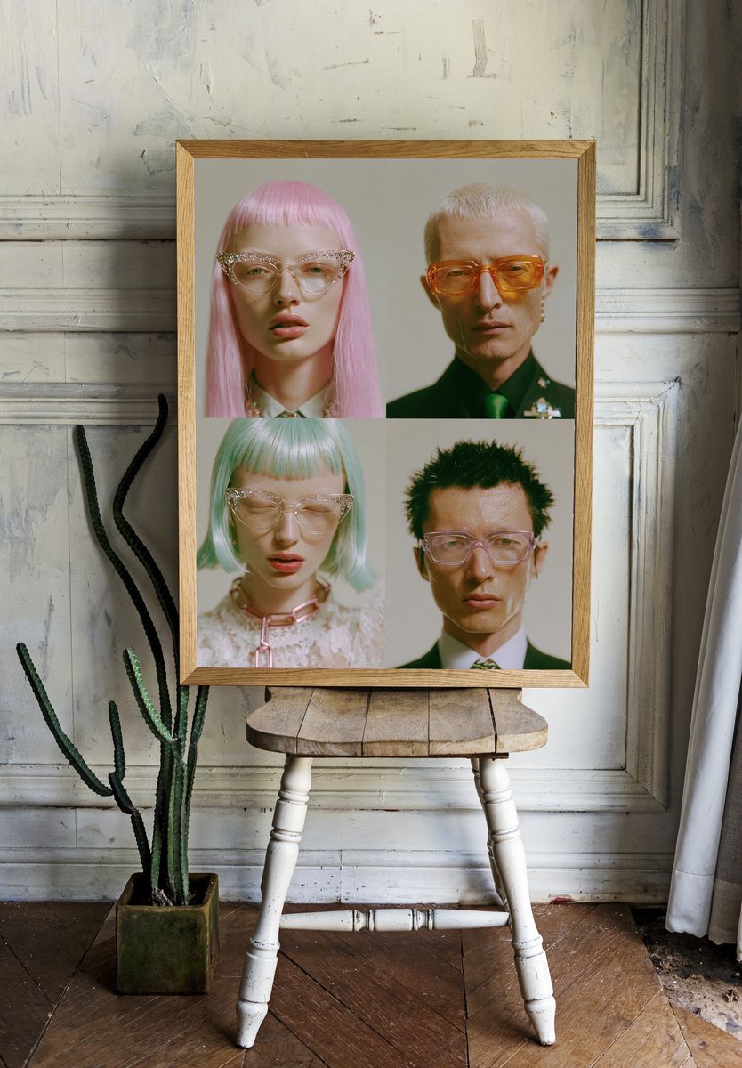 Pastel Portrait Quartet Photography Poster. — room view 1