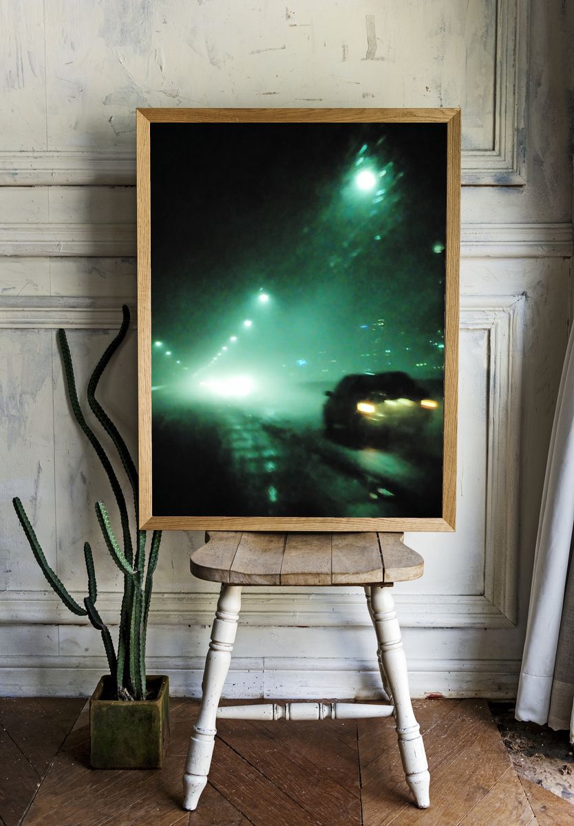 Foggy Night Street Photography Poster. — room view 1