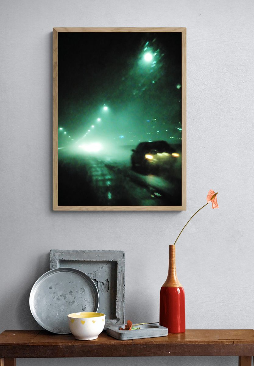 Foggy Night Street Photography Poster. — room view 3