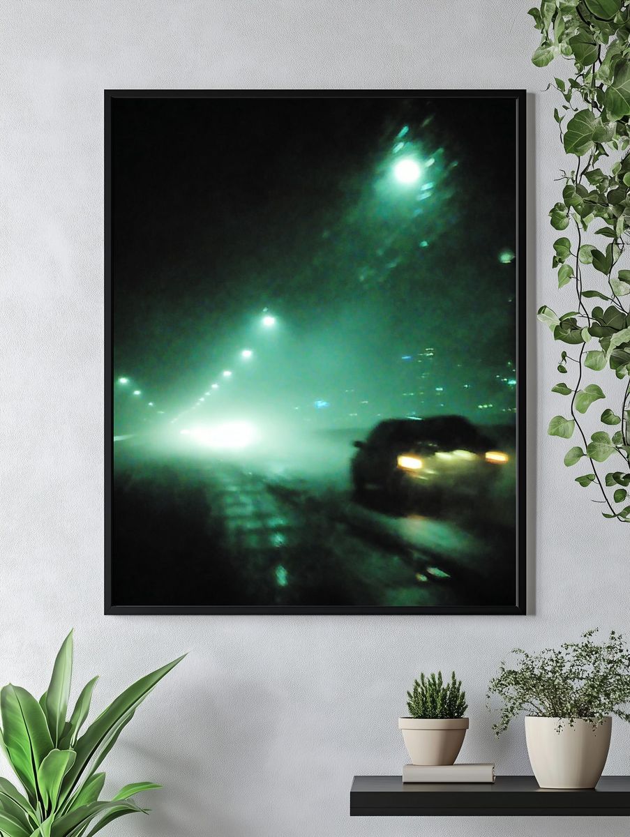 Foggy Night Street Photography Poster. — room view 4