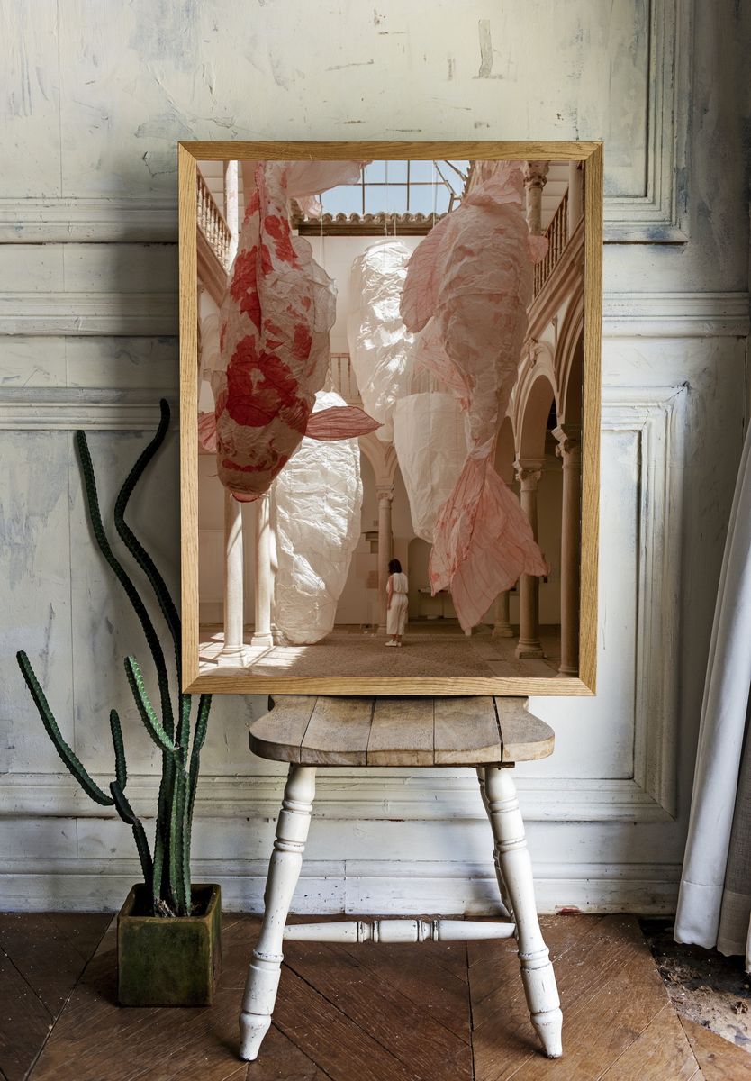 Floating Textile Installation Photography Poster. room preview