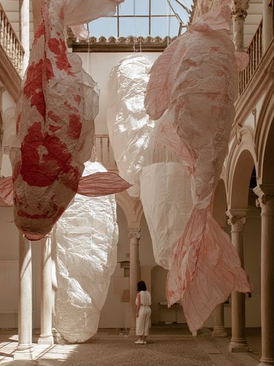 Floating Textile Installation Photography Poster.