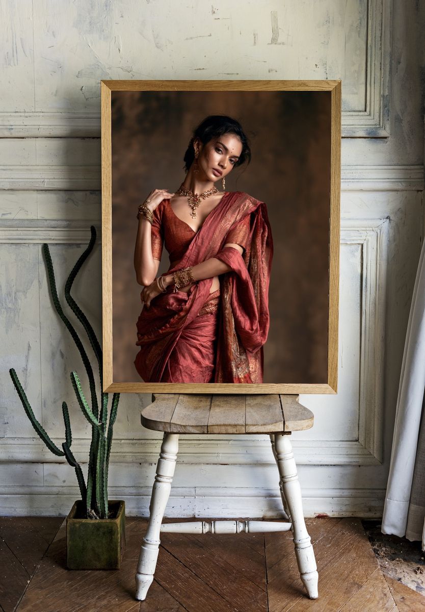 Elegant Saree Portrait Poster. room preview
