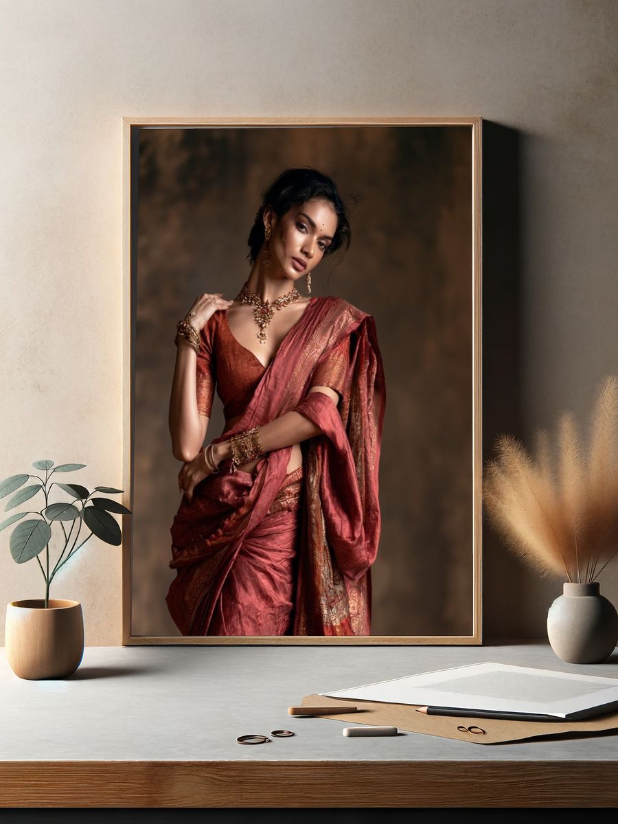 Elegant Saree Portrait Poster. — room view 2