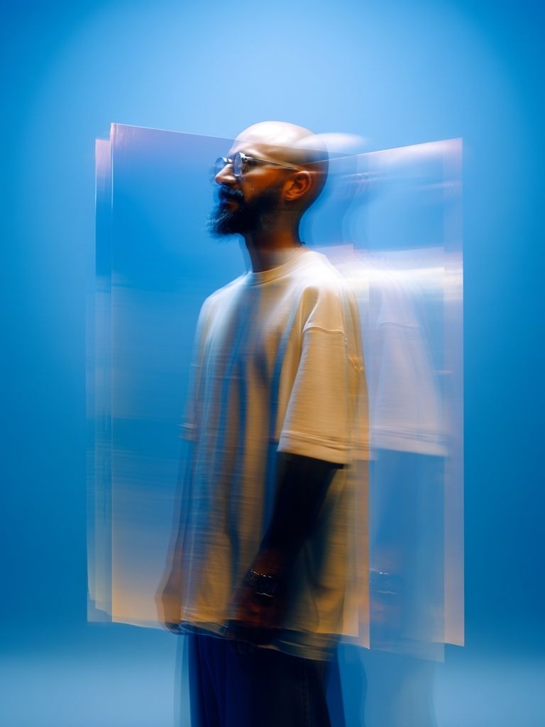 Blue Motion Portrait Poster. poster detail