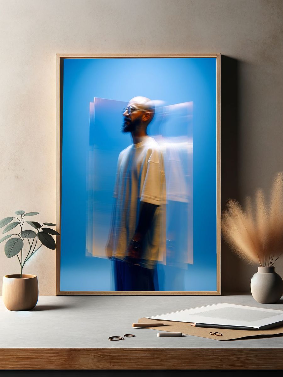 Blue Motion Portrait Poster. — room view 2