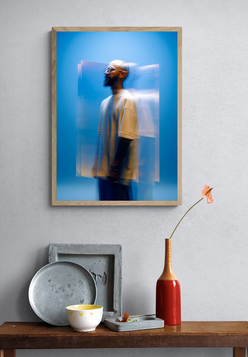 Blue Motion Portrait Poster. — room view 3