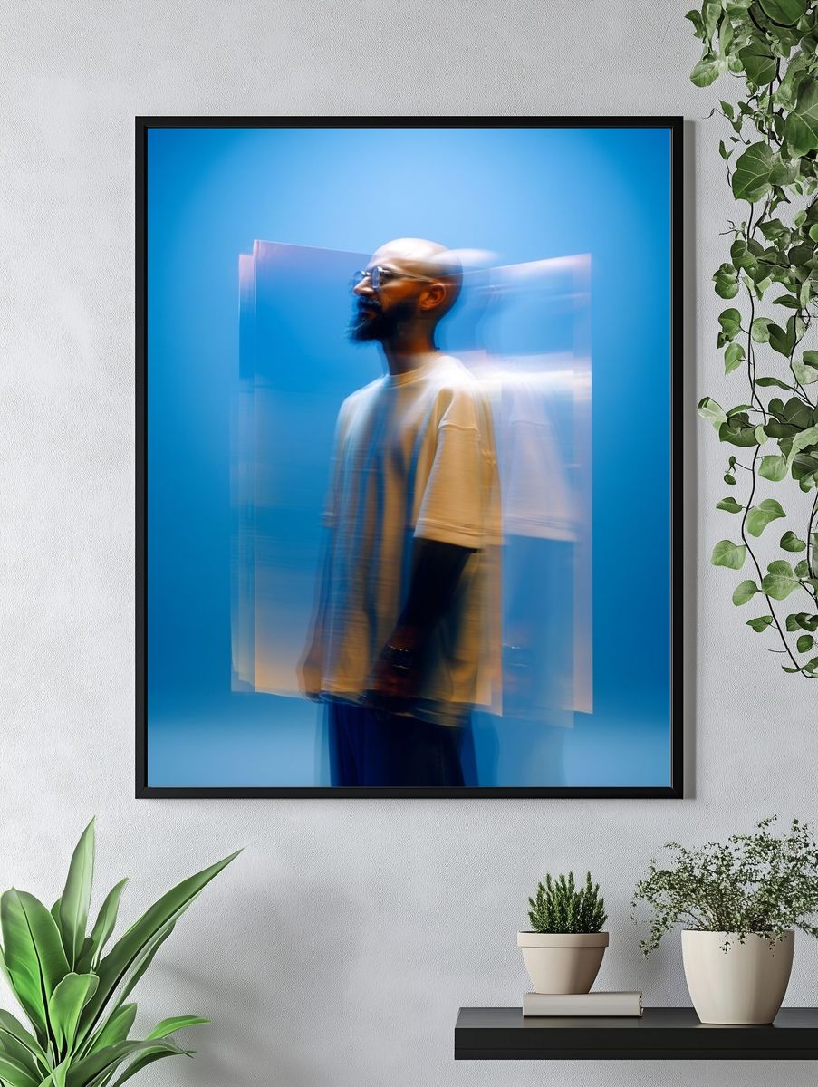 Blue Motion Portrait Poster. — room view 4