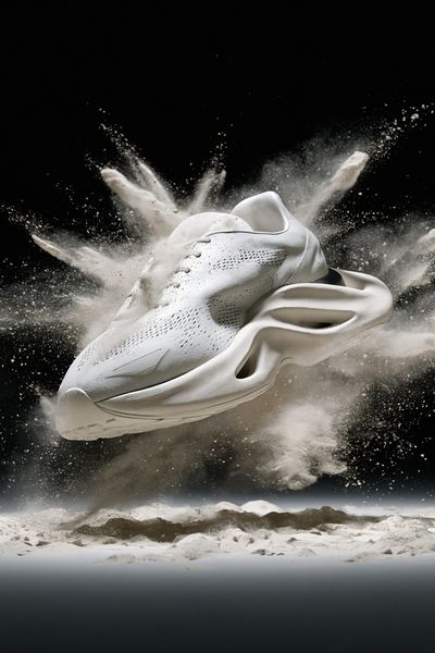 White Sneaker Explosion Photography Poster. poster