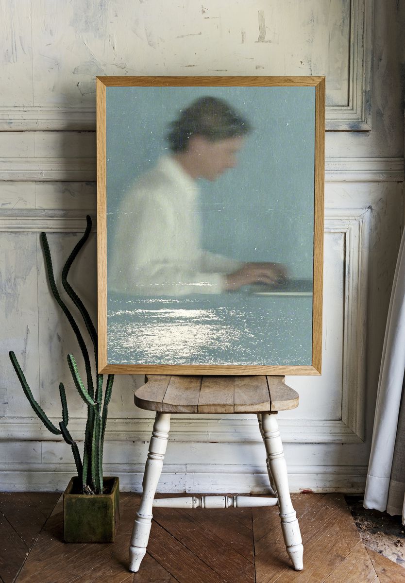Blurred Seaside Figure Photography Poster. — room view 1