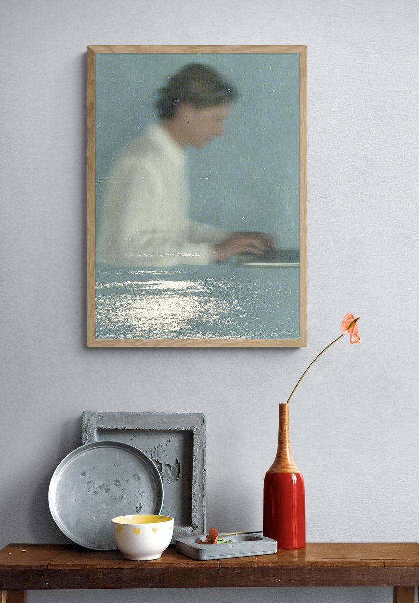 Blurred Seaside Figure Photography Poster. — room view 3