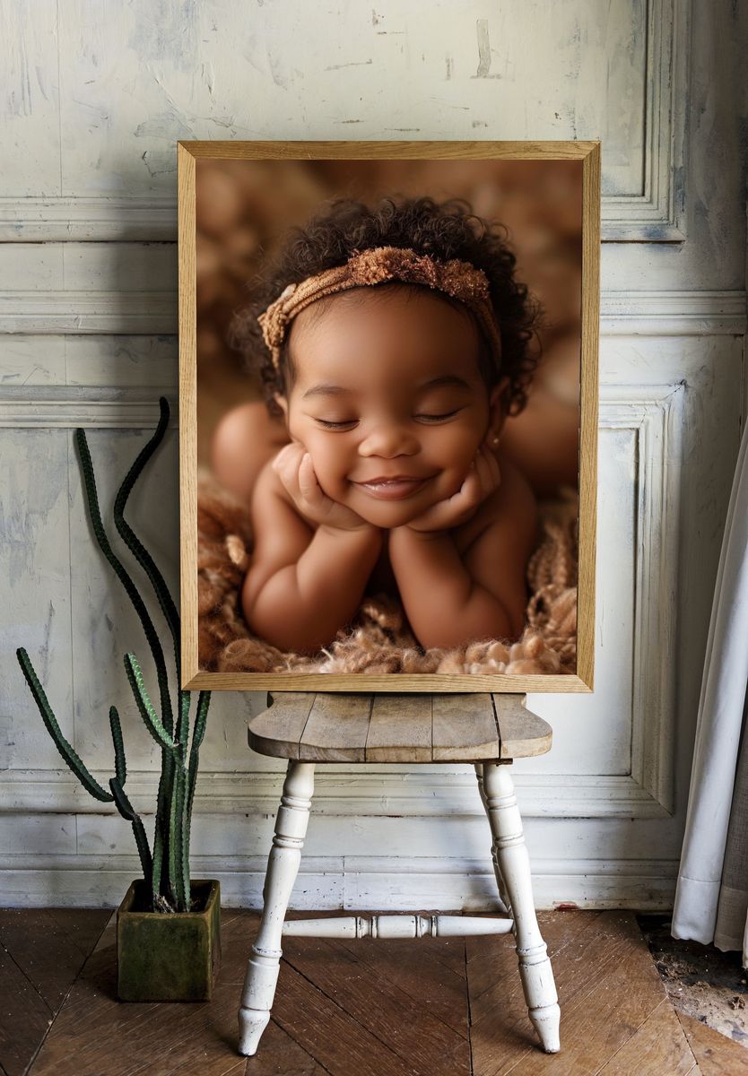 Sleeping Baby Portrait Print. room preview