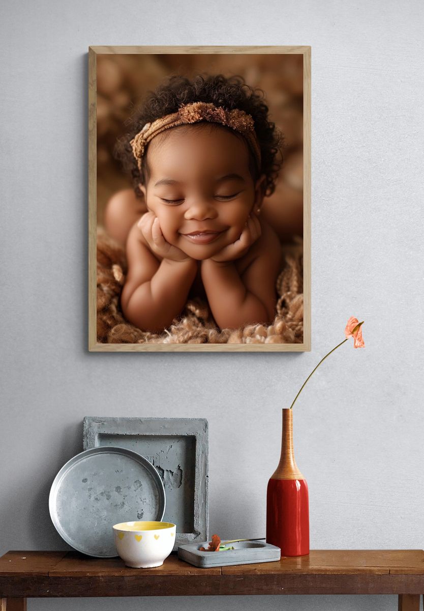 Sleeping Baby Portrait Print. — room view 3