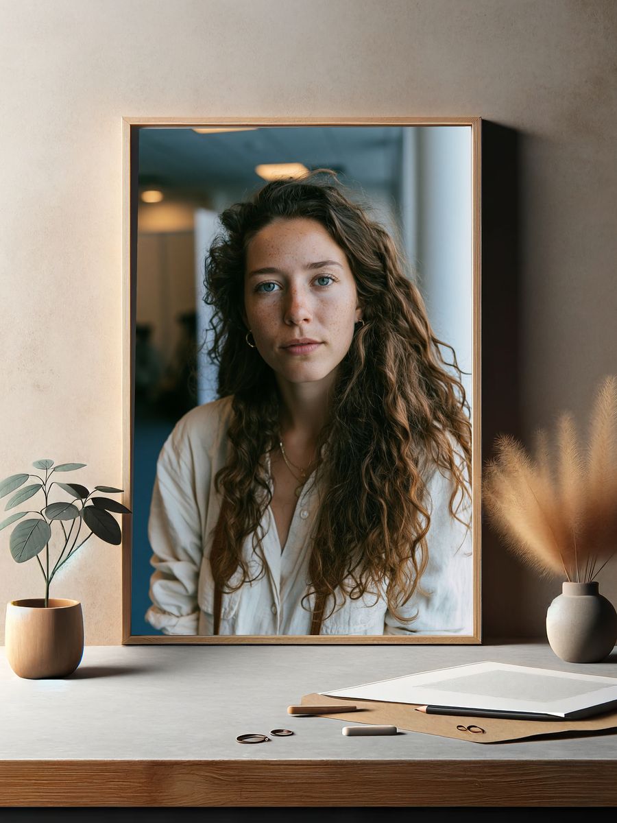 Freckled Woman Portrait Photography Poster. — room view 2