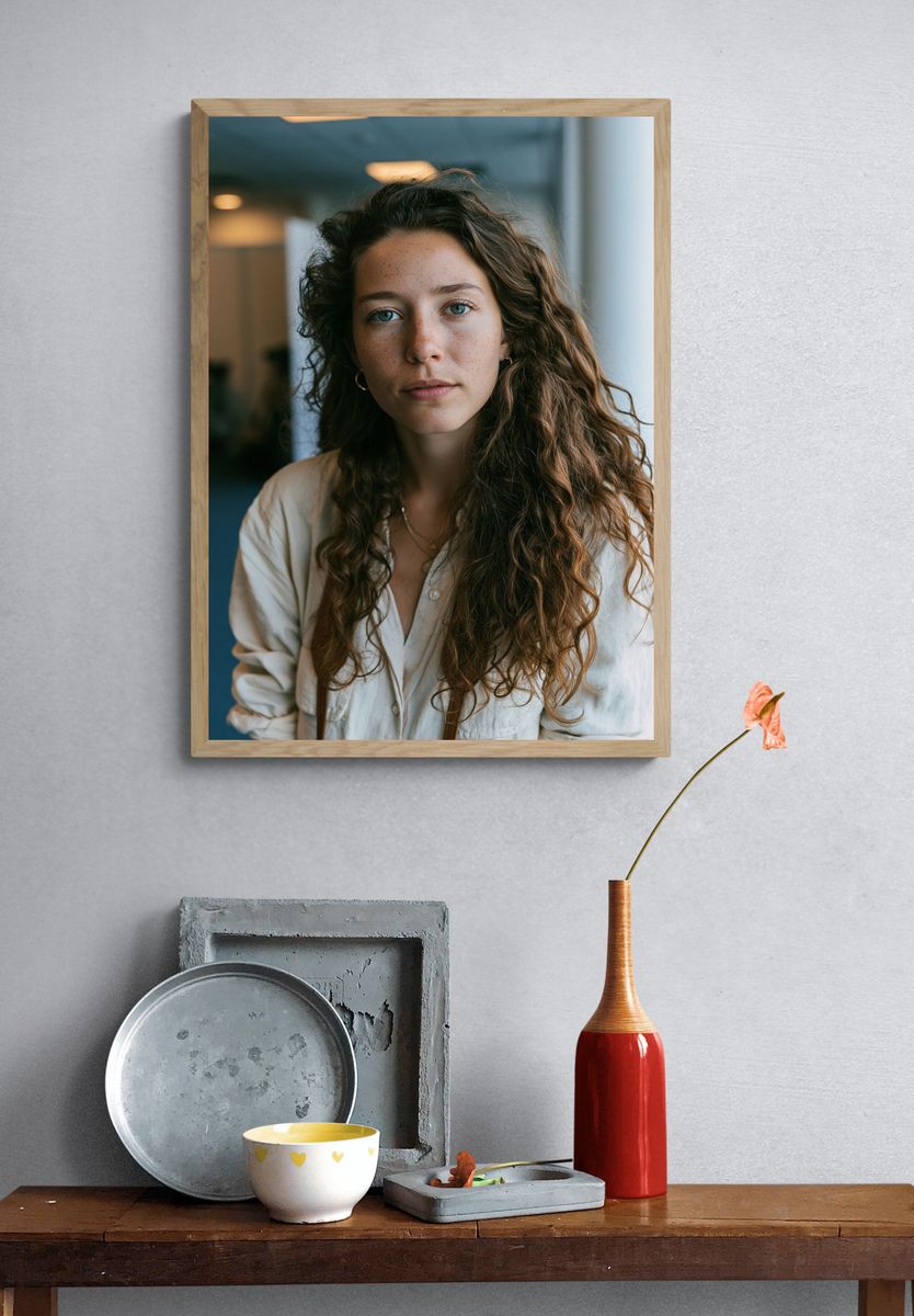 Freckled Woman Portrait Photography Poster. — room view 3