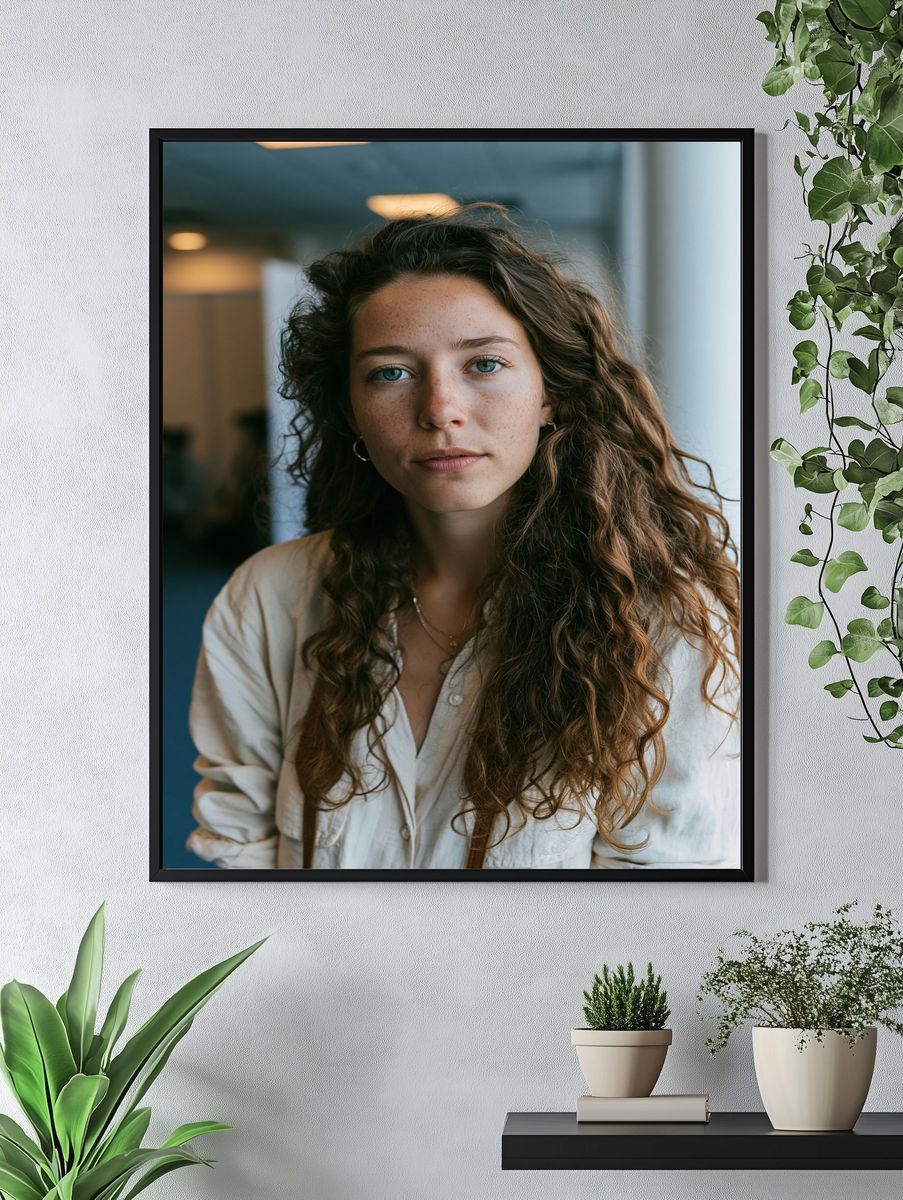 Freckled Woman Portrait Photography Poster. — room view 4