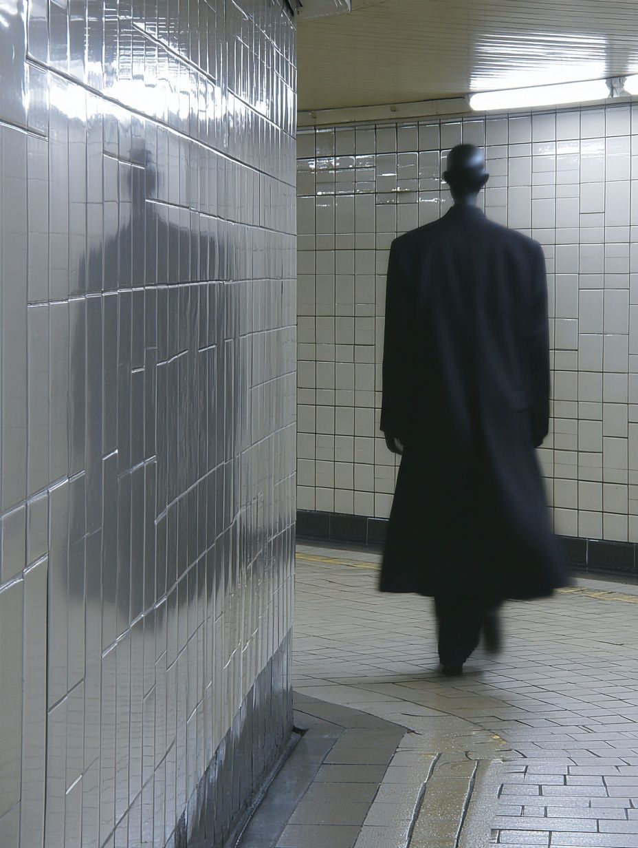 Shadowed Subway Figure Photography Poster. poster detail