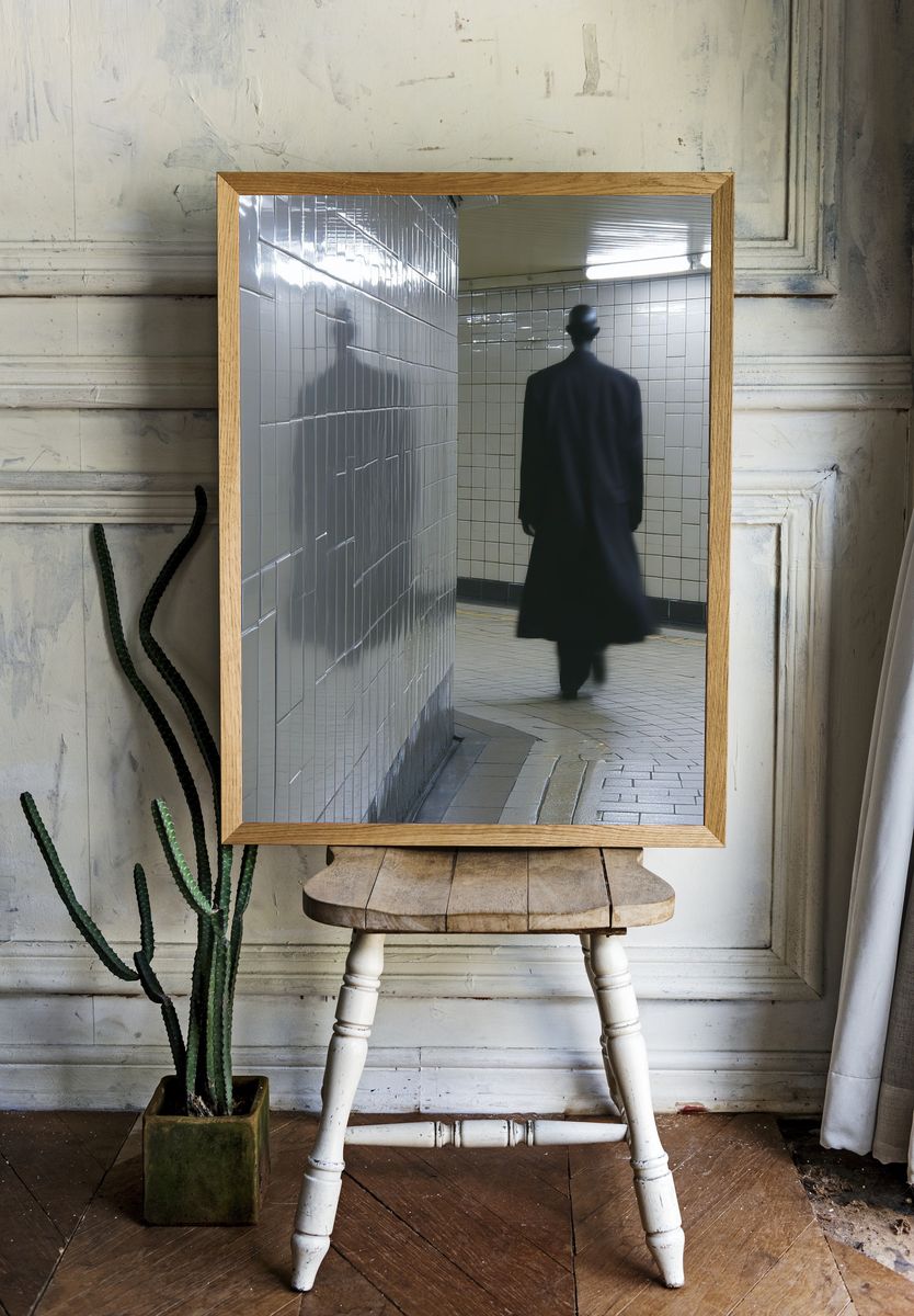Shadowed Subway Figure Photography Poster. — room view 1