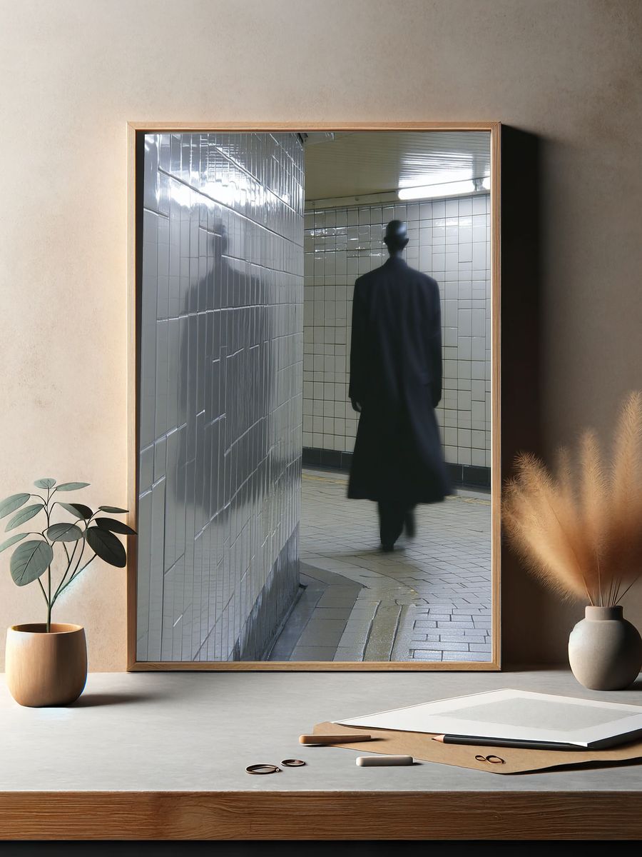 Shadowed Subway Figure Photography Poster. — room view 2