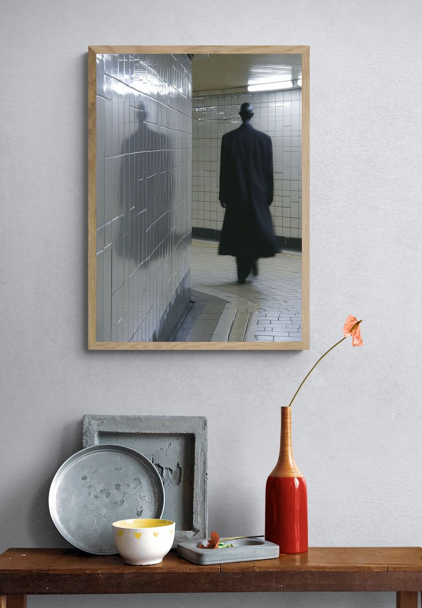 Shadowed Subway Figure Photography Poster. — room view 3