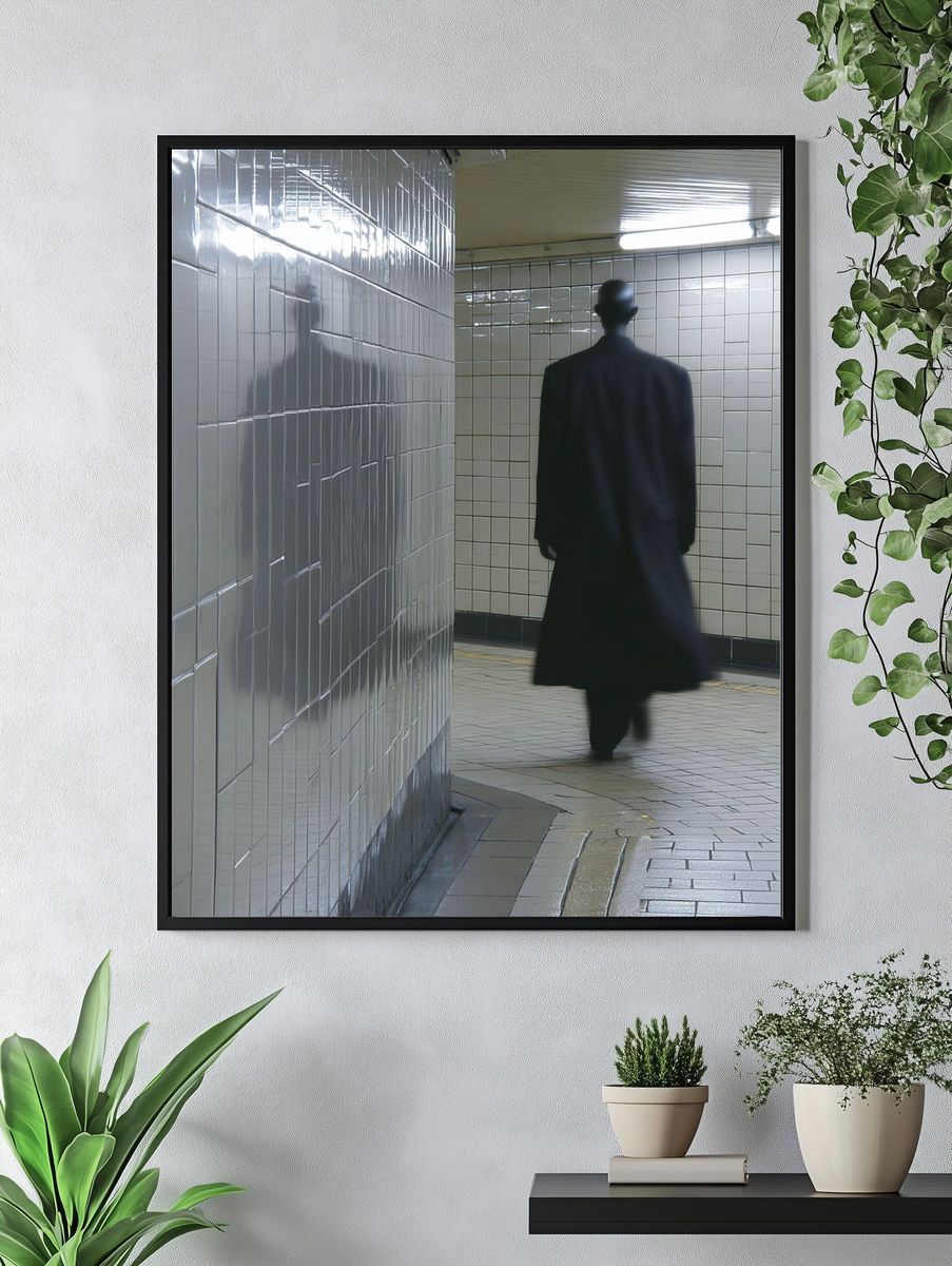 Shadowed Subway Figure Photography Poster. — room view 4