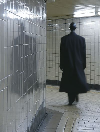 Shadowed Subway Figure Photography Poster.