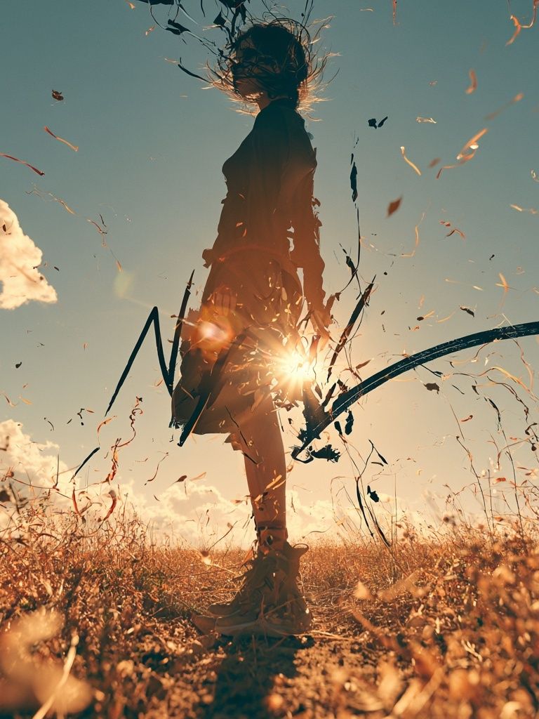 Silhouette in Golden Field Poster. poster detail