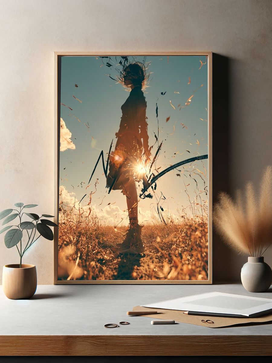Silhouette in Golden Field Poster. — room view 2