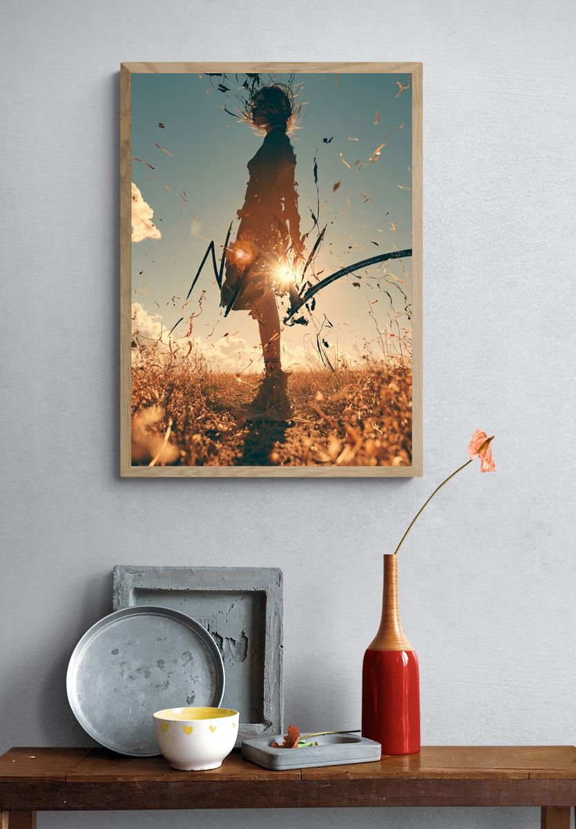 Silhouette in Golden Field Poster. — room view 3